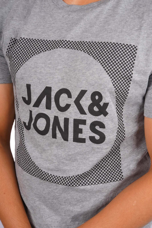 JACK & JONES LOGO PRINT MEN T-SHIRT | GREY